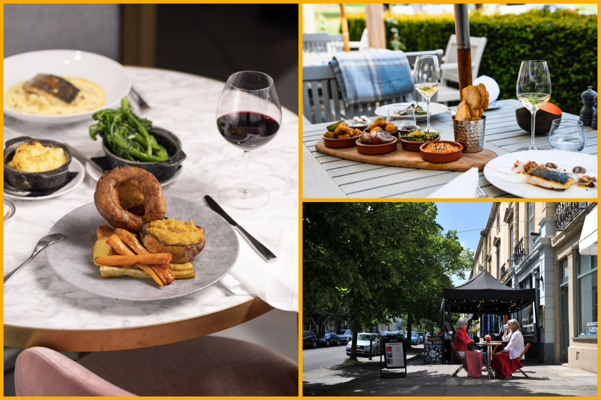 Nook on Five roast dinner, outdoor dining at Ellenborough Park, Chaplais Kitchen terrace